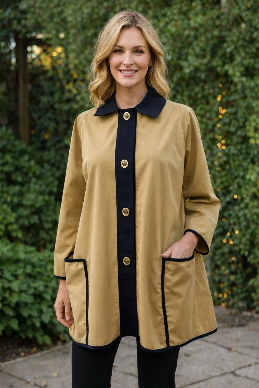 Vintage Weatherbee Fashion Original Trench Car Coat Water Repellant Medium Khaki